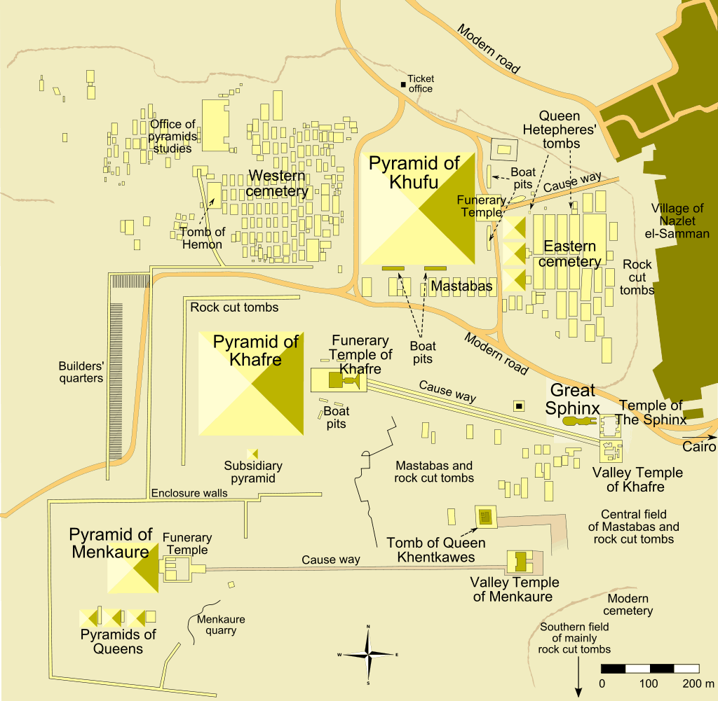 Map of the pyramids of Giza