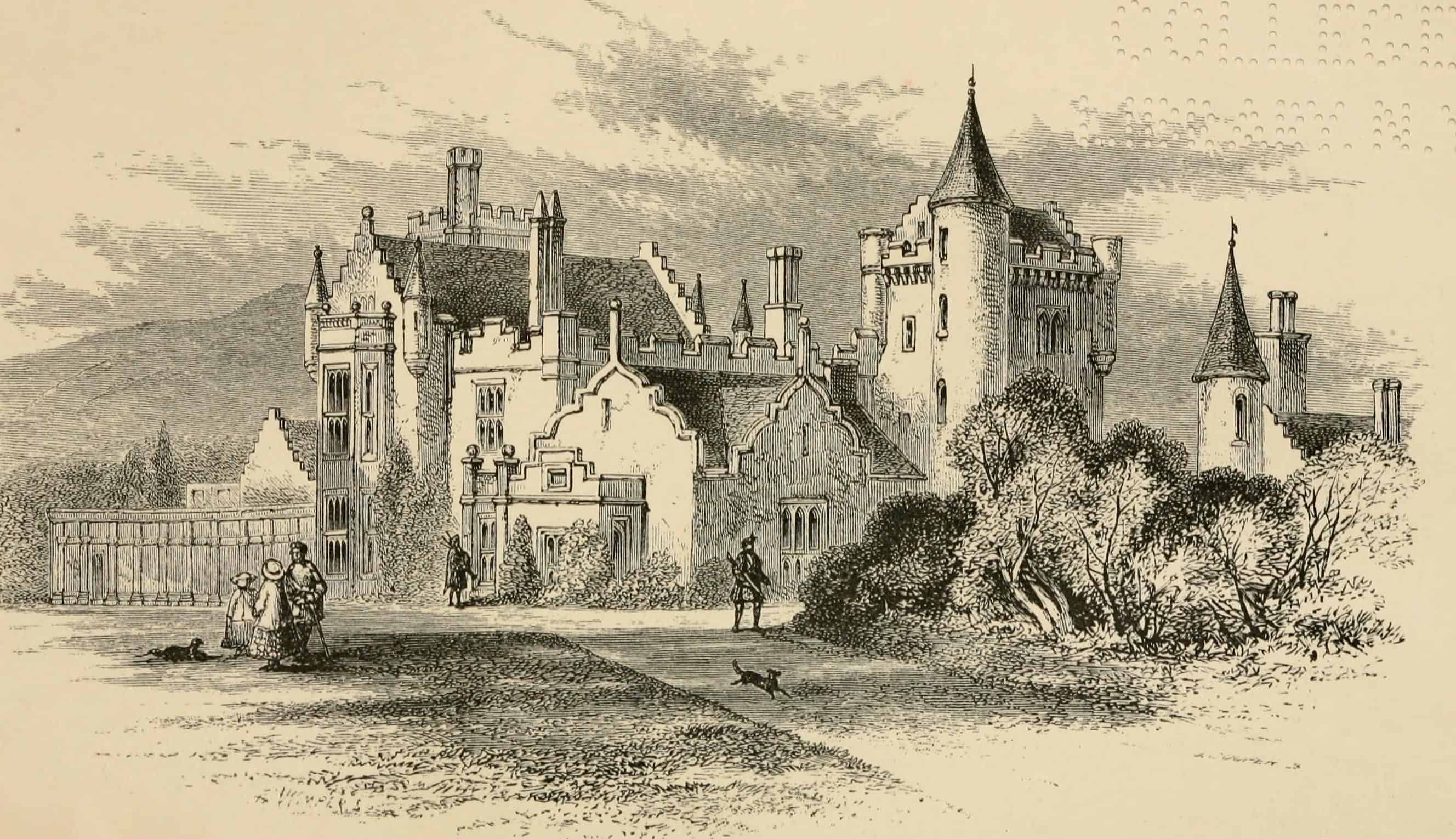 Old painting of Balmoral Castle to the Royal Family