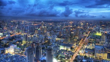 Panoramic Bangkok view from Baiyoke Sky Hotel Observation Deck