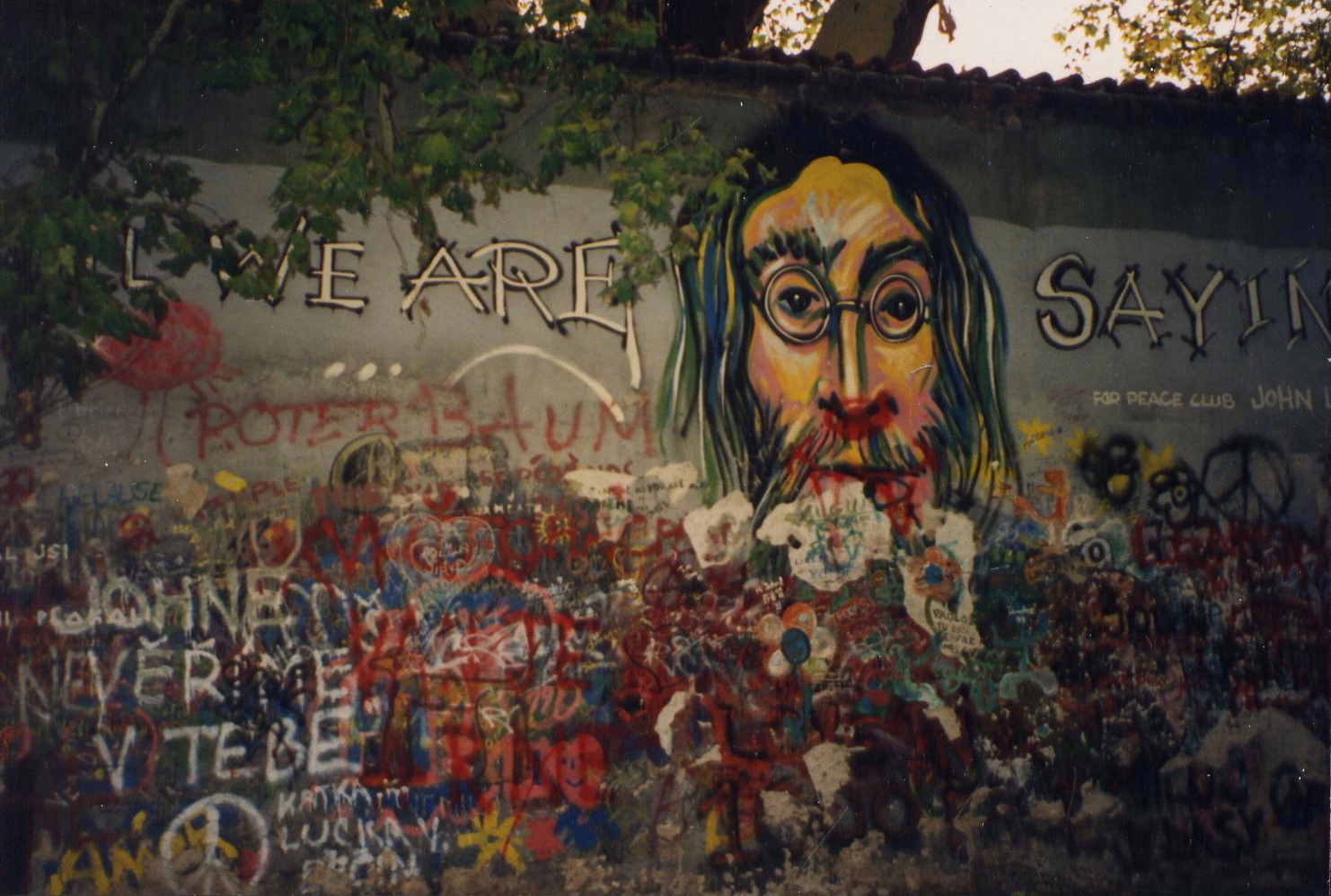 Original portrait of John Lennon over the wall in 1993